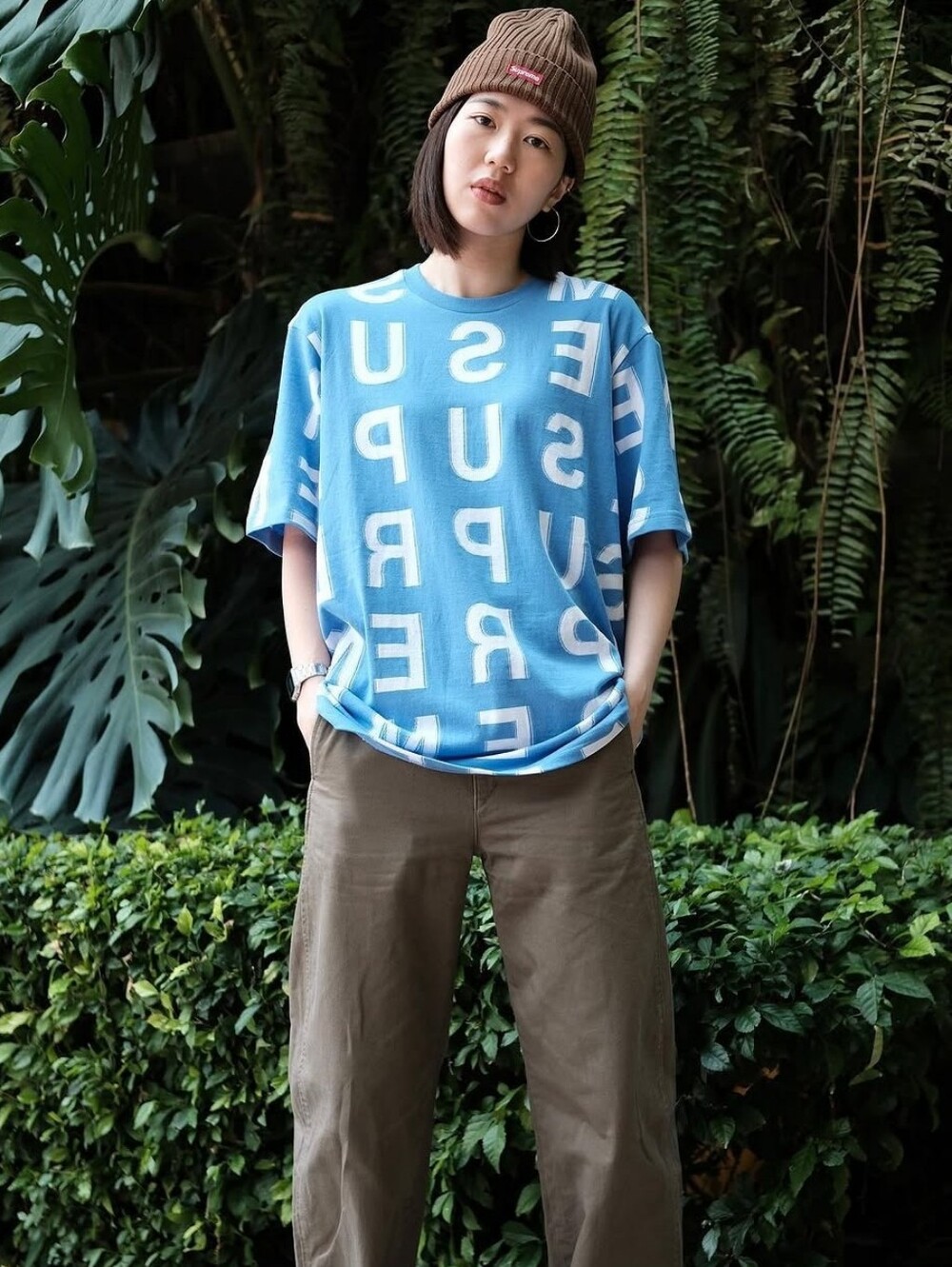 Supreme Intarsia Script Short Sleeve Shirt Blue Unisex Medium Streetwear